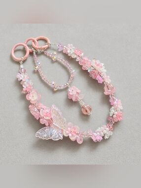 Pastel Pink Butterfly Phone Charm / Keychain / Y2K / Girly